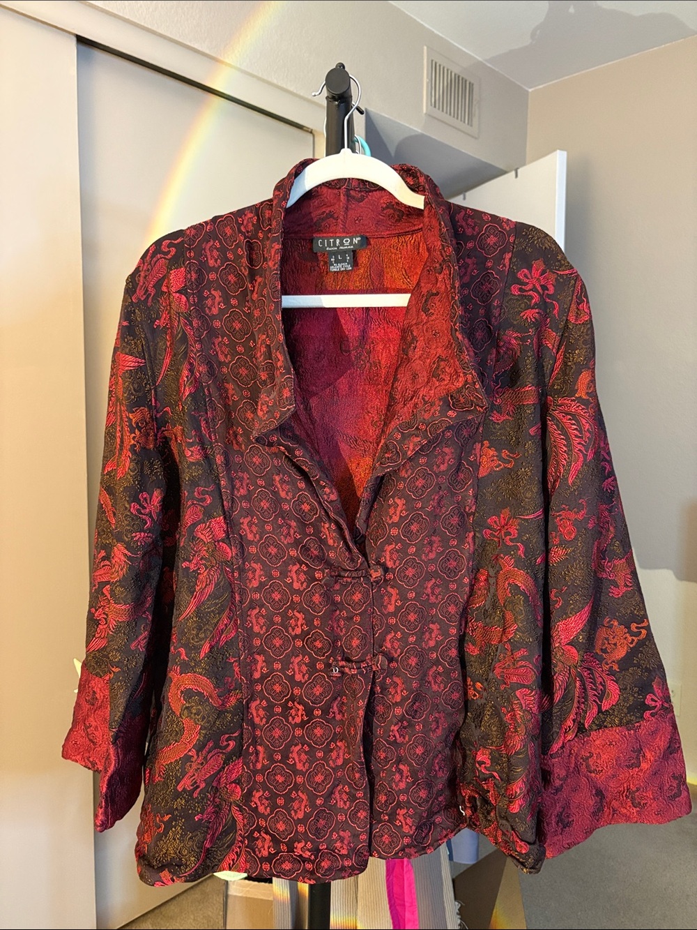 Citron Red and Black Brocade Blazer
